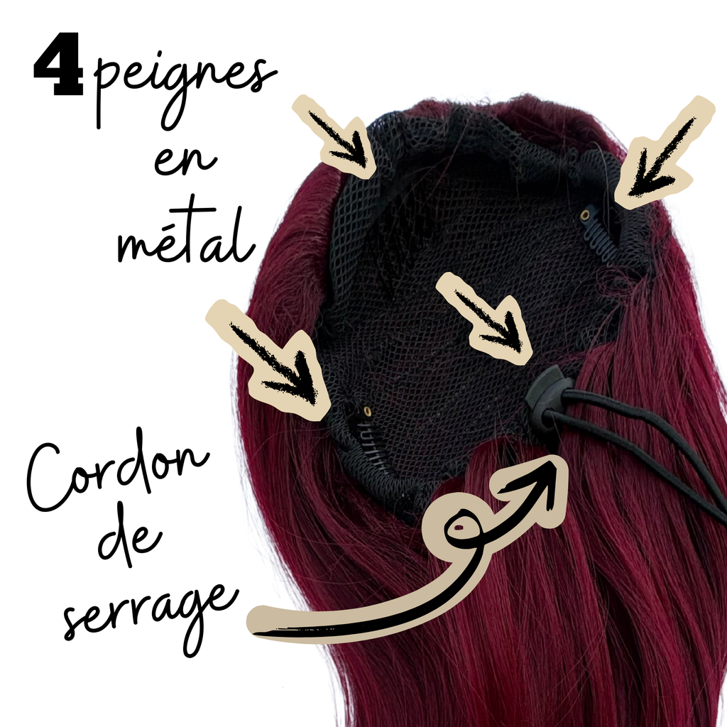 Système d'attache : cordon de serrage + 4 peignes en métal