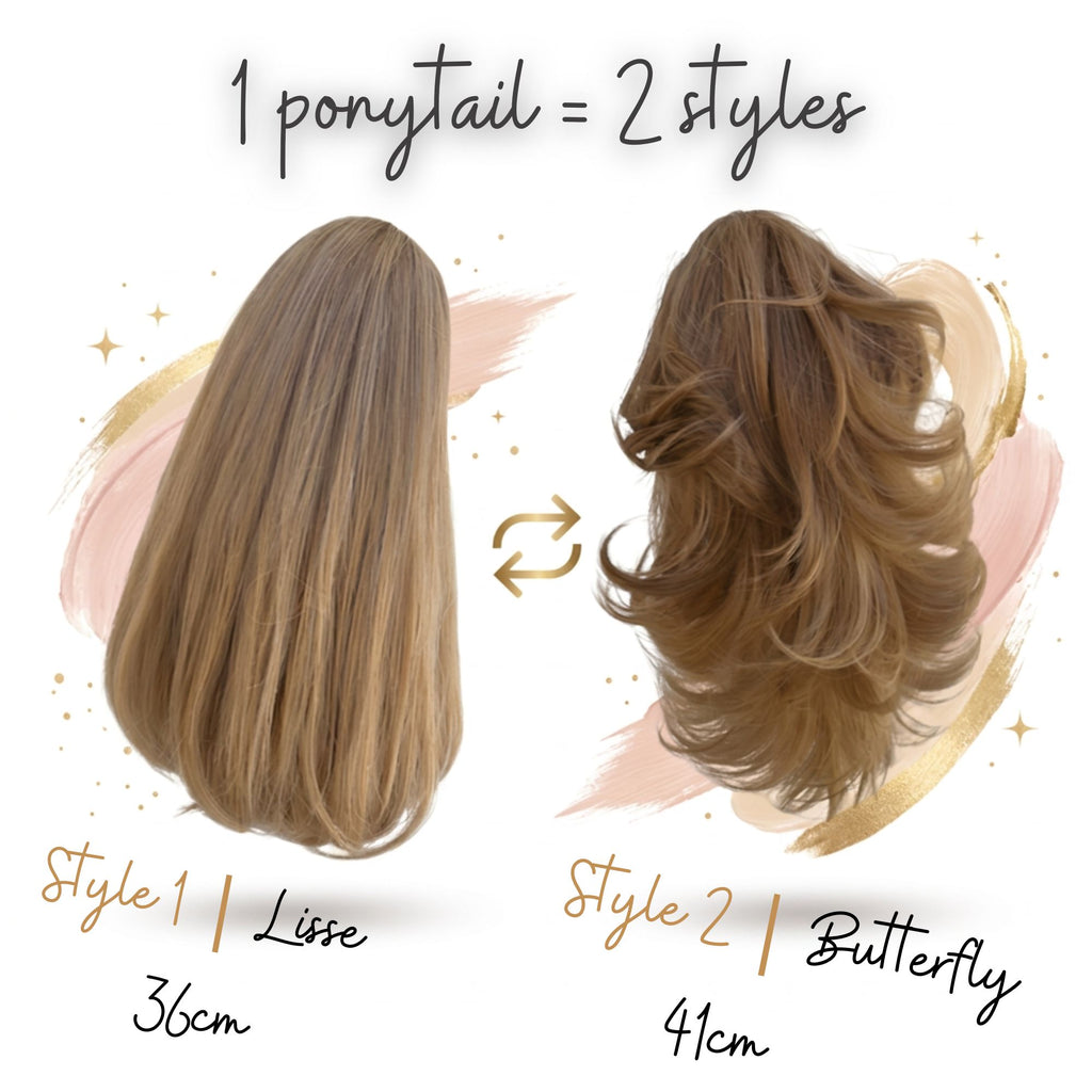 La Butterfly — 1 ponytail = 2 styles (Style 1 Lisse 36cm, Style 2 Butterfly 41cm)
