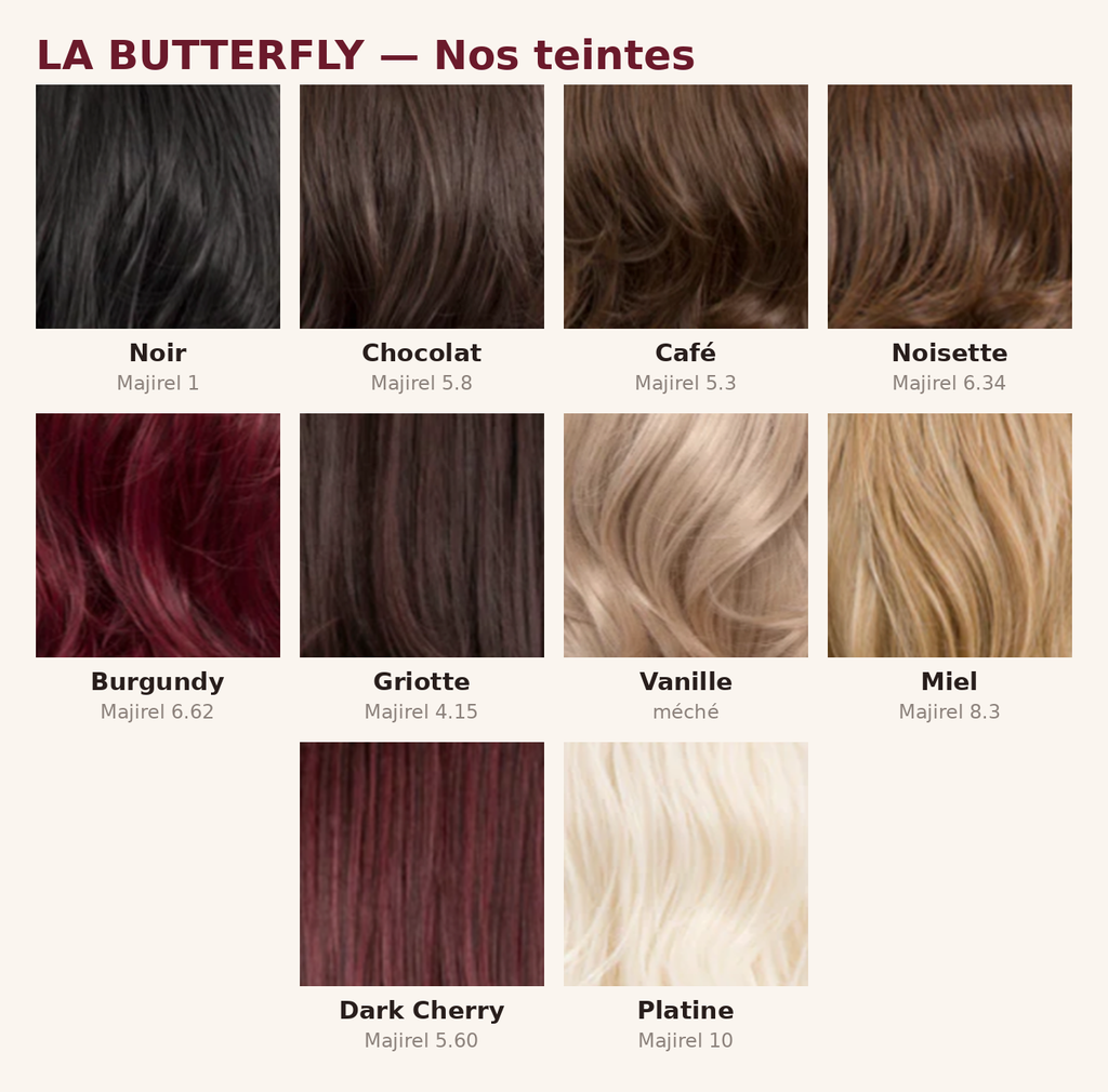 Nuancier La Butterfly - teintes + Majirel