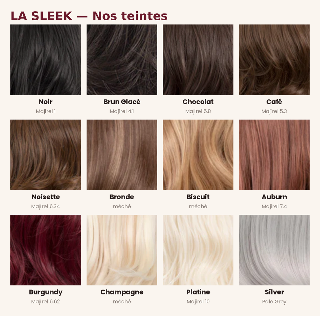 Nuancier La Sleek - teintes du plus foncé au plus clair